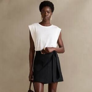 Banana Republic Tessa Cotton-Linen Mini Skirt in Black, Size XS